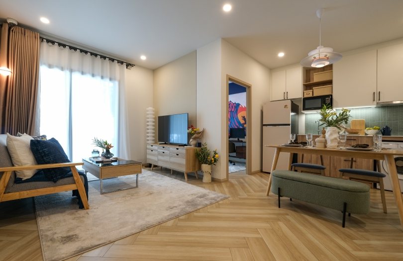 The Title Cielo Rawai — unit living area and kitchen render