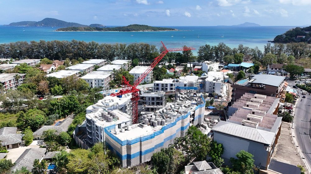 The Title Cielo Rawai — real construction progress, aerial view